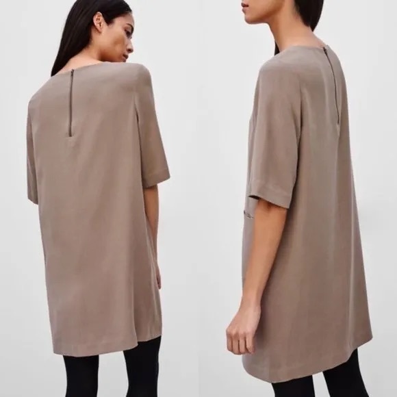 Babaton Samir boxy silhouette dress in taupe - Picture 2 of 5